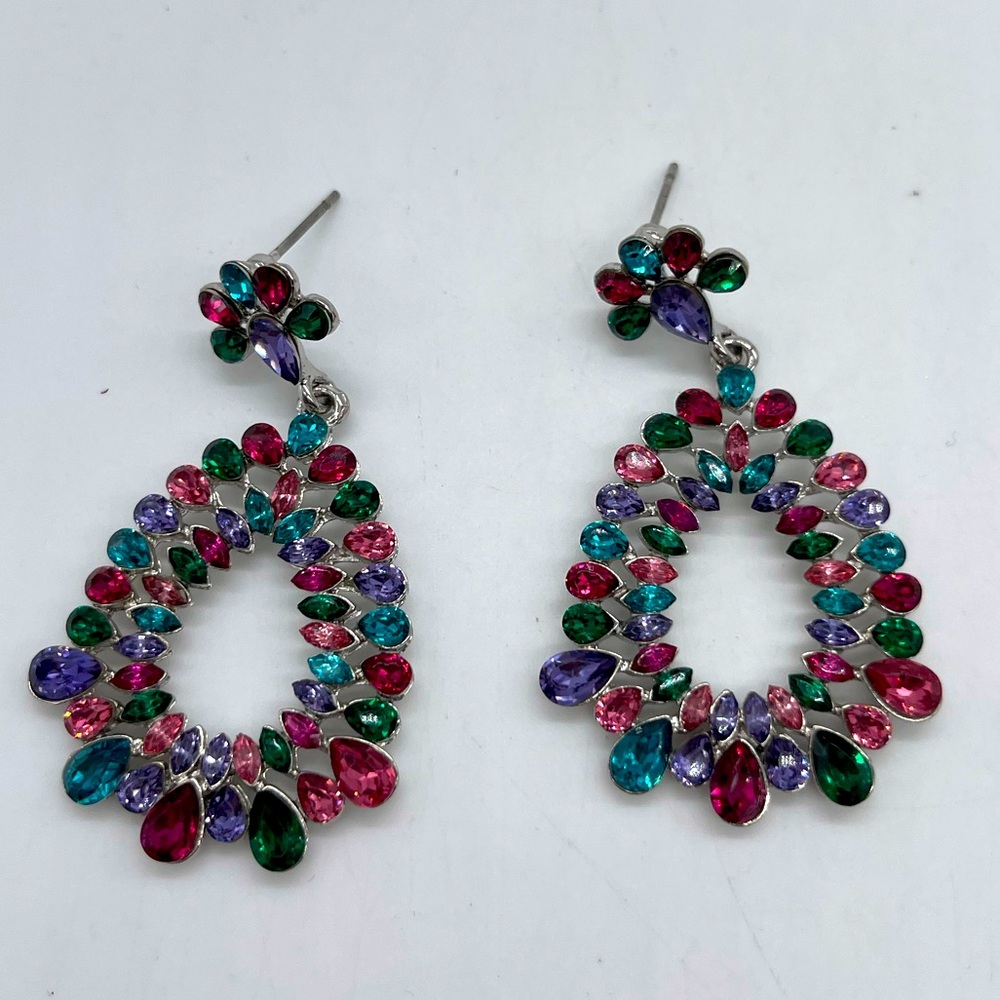 Multicolored Crystals Drop Earrings - image 4